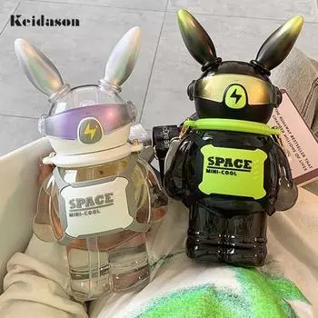 1100 мл Отличная Высокая Емкость Бутылка Для Питья Без BPA Фитнес Спорт Кролик Соломинка Стакан Для Воды Товары Для Отдыха На Природе 1100ml чёрный