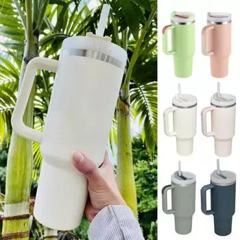 1100 мл терморучка для чашки, антикоррозийная и соломенная, высокая емкость, пищевой класс, хороший изоляционный эффект, многоцелевой чёрный