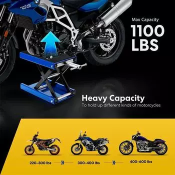 1100LBS мотоциклетный домкрат, тяжелый подъемный стол для мотоцикла, центральный ножничный подъемник, рабочий стенд для мотоцикла, квадроцикла, инструмент для ремонта мотоцикла чёрный