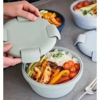 1100 мл Складной силиконовый ланч-бокс Складная миска Портативная силиконовая складная миска Складная салатница с крышкой Ланч-бокс для пикника 1100ml