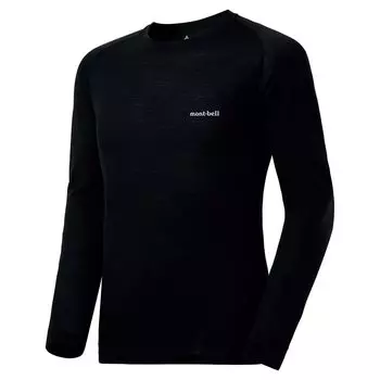 1107654 Рубашка с круглым вырезом из супермериносовой шерсти, черная, размер L [Montbell] MW. [Средней толщины] Мужской чёрный