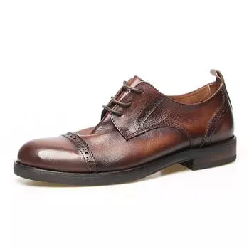 1107-6 Однослойные кожаные туфли в стиле ретро для мужчин, вымытые и отполированные вручную в британском стиле 38