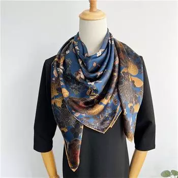 110*110 см квадратный шелковый шарф женский модный принт маленький шейный платок офисный женский пояс для волос носовой платок женский платок шаль шарф 110*110cm