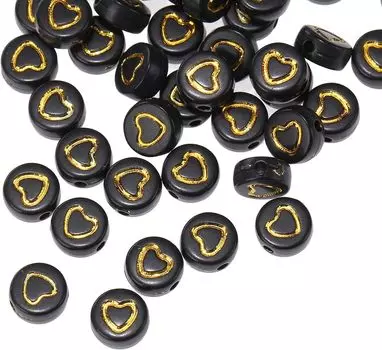 110/220/450 черных акриловых бусин в форме сердца диаметром 7 мм, с неплотно расположенными бусинами в форме сердца, используются для самостоятельного изготовления браслетов и украшений 110pcs чёрный