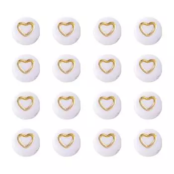 110/220/450 шт. 7 мм акриловые бусины в форме сердца из белого золота, плоские круглые монеты в форме сердца, маленькие бусины в форме лошади, сделай сам, браслет, ожерелье, принадлежности для изготовления ювелирных изделий 110pcs белый