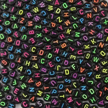 110/220/450 шт. акриловые бусины в форме букв, буква 4 7 мм, цветные черные круглые бусины для браслета дружбы, набор для изготовления ювелирных изделий 110pcs разноцветный