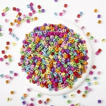 110/220/450 шт. акриловые цифровые квадратные бусины 6x6 мм кубические бусины для изготовления украшений бусины с буквами 110pcs