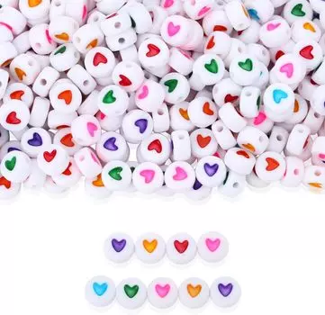 110/220/450 шт. акриловые цветные белые круглые бусины в форме сердца для браслета 4x7 мм изготовление ювелирных изделий браслет ожерелье бусины в форме сердца Random Color 110pcs разноцветный
