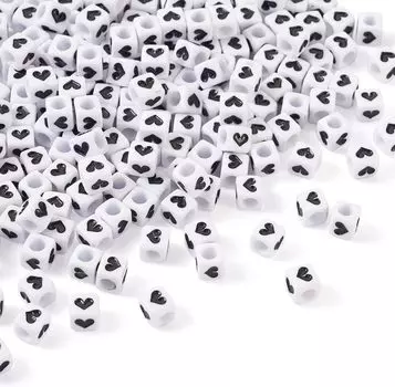 110/220/450 штук 6 мм акриловые квадратные бусины в форме сердца, небелые кубические бусины, браслет своими руками, ожерелье, веревка для подвешивания, производство ювелирных изделий 110pcs белый