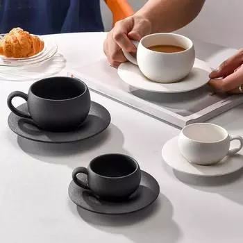 110/280 мл ретро кофейная чашка с блюдцем, керамическая кружка с узором из обожженного камня, изысканная чашка для послеобеденного чая, чашки для воды, подарочная чашка с блюдцем 110ML