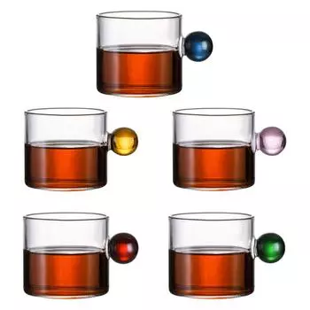 110 мл эспрессо чашки маленькие чашки дома стеклянные шарообразные ручки кофейная чашка чайная чашка для воды блюдце стейк соковый сок декор стола посуда для питья 110ml