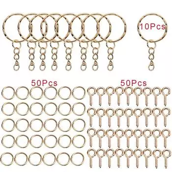110 шт./компл. брелок с открытыми кольцами для глаз, булавки для изготовления ювелирных изделий, аксессуары, наборы для DIY, брелок для ключей из эпоксидной смолы, брелок для ключей, подвески 110pcs/Set золотой