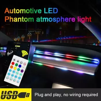 110 СМ Автомобильная RGB Светодиодная Полоса Неонового Света Приложение Управление Музыкой Ритм Датчик Лампы с Дистанционным Окружающим Освещением Автомобиля Интерьер Авто Украшения Атмосфера Лампа