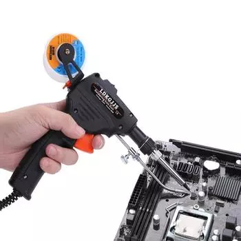 110 В/220 В 60 Вт Ручной пистолет для пайки оловом Электрический паяльник Комплект для отпайки Пинцет Припой Инструменты для сварки 220V EU Plug чёрный