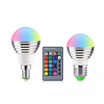 Светодиодная лампа RGB 110 В 220 В E27, 16 цветов, ночник Magic LED E27