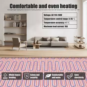 110 В 5-35 градусов Электрический пол с двойным сердечником, четыре температурных режима, комплект сетчатого коврика, теплая система для плитки, керамического камня