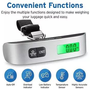 110lb/50kg LCD Digital Luggage Scale Portable Electronic Suitcase Scale Travel Baggage Bag Hanging Scales Weight Balance Tool