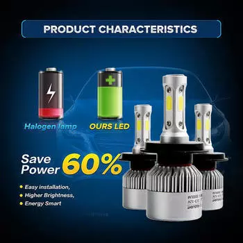 110W H7 COB LED 16000LM Автомобильные фары Комплект ламп дальнего света 6000K серебряный