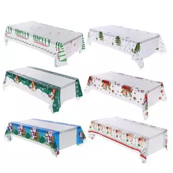 110x180 см Водонепроницаемая скатерть с изображением Санта-Снеговика, Рождественский ужин, декор для стола