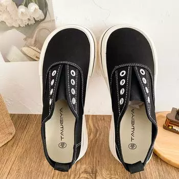 1127 Однопедальные парусиновые туфли на платформе, женская обувь, пляжные туфли, маленькие белые туфли, весенние и летние, тонкие, ретро, шикарные, повседневные туфли, взрыв 35 чёрный