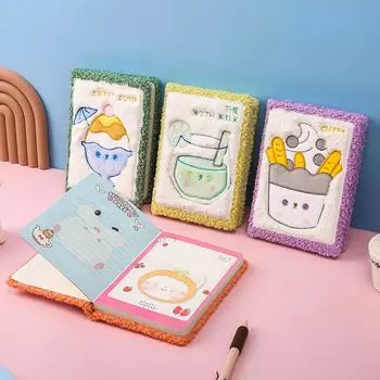 112 листов, детские тетради с рисунком мороженого, милый плюшевый блокнот, студенческий дневник B6, подарочная книга для девочек зелёный