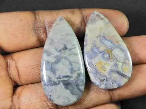 113Cts. Натуральная кофейная яшма, 2 шт., грушевидный кабошон, драгоценный камень, 42–45 мм, RQ-1417