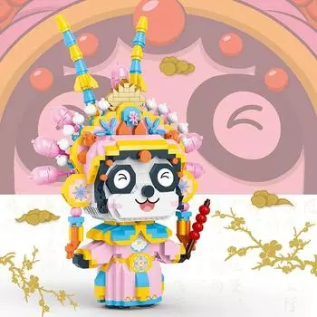 1145 шт. милые строительные блоки панда китайская опера животные сборка модель кирпичи игрушки настольные украшения детские праздничные подарки