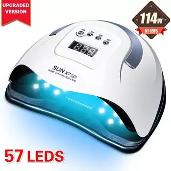 114 Вт SUN X7 светодиодная УФ-лампа для маникюра, лампы для ногтей, 57 светодиодов, сушилка для ногтей для отверждения УФ-гель-лака, инструменты для ногтей с сенсорным ЖК-дисплеем US Plug белый