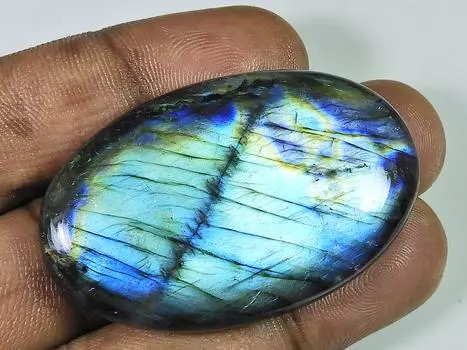 114Cts.Natural Labradorite Multi Fire Oval Cabochon Loose Gemstone 29X48X8MM SK-1145