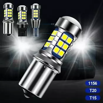 1156 Автомобильный задний фонарь 1157 py21w Светодиодные фонари заднего хода 3030 27SMD T15 T20 7443 7440 светодиодные указатели поворота стоп-сигнал 12 В