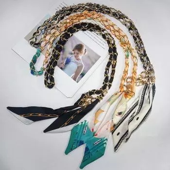 115 см универсальный ремешок на запястье мобильного телефона для женщин и девочек шелковый шарф декоративный цепочный ремешок через плечо для телефона шейный ремешок для подвешивания шнур Metal Scarf