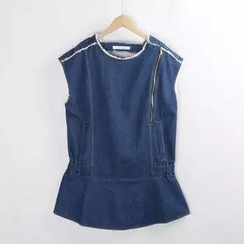 1167 Джинсовый жилет Весна и Лето Хлопок Рваный край Мода Выстиранный Приталенный Большой размер Мода Средней длины Жилет Внешняя торговля Blue 85