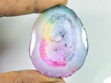 116Cts. Драгоценный камень Радужный Солнечный Кварц Окрашенный Друзи Агат Срез 39X47X08 ММ SK-1073