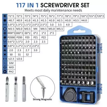 117 in 1 Precision Screwdriver Set Magnetic Phillips Torx Screwdriver Bit Multi-Function Kit Home Small Electronic Repair Tool