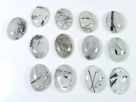 117Cts. Черный рутиловый кварцевый овальный кабошон россыпью драгоценный камень 13 шт. лот 13X18MM RQ-1524