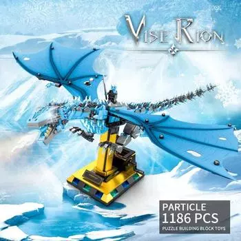 1186 шт. Смауг Дракон строительные блоки с подставкой DIY коллекция подарочная модель игрушки детские рождественские подарки жёлтый/синий