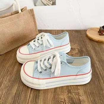 1190 thick-soled big-head canvas shoes women s shoes dopamine board shoes little white shoes 2025 new spring and summer thin ins tide 35 чёрный
