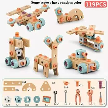 119/120/144pcs Role Playing DIY Assembly Simulation Screwdriver Tool Box Toy Set Includes Disassembly and Assembly Tools, Screws, random color Tool Set 119PCS