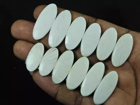 119Cts.Natural White Scolecite Matched Pair 06 Pair Lot Gemstone 23-32 MM RQ-654