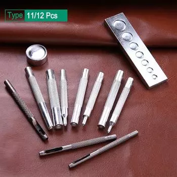 11/12 шт. Набор инструментов для установки кнопок своими руками, заклепки-кнопки, ручной инструмент для установки дыроколов для кожаных изделий, аксессуары для рукоделия