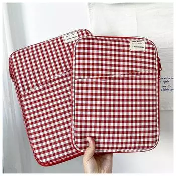 11 13-дюймовый универсальный чехол для планшета Ins модный корейский клетчатый чехол для ПК для Xiaomi Huawei Ipad большая вместительная сумка для канцелярских принадлежностей 11 inch красный