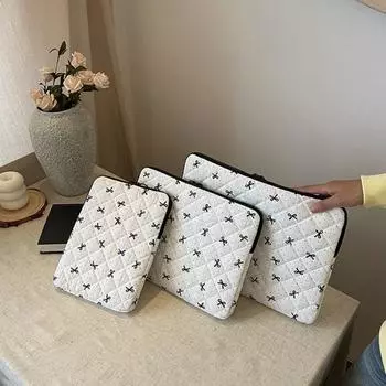 11 14-дюймовый Ins Chic Sweet Tablet Case для Xiaomi Huawei Ipad Корейская мода Черный горошек бант ПК сумка для хранения портативный ноутбук сумка S белый