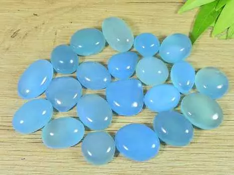 11-17MM Natural Blue Onyx 21Pcs Oval Crystal Cabochon Loose Gemstone Lot RQ-2601
