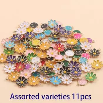 11/22/33 шт., эмалированные хризантемы из сплава, цветочные украшения, хризантема, кулон, браслет, сделай сам, летняя пляжная цепочка на лодыжку 11pcs