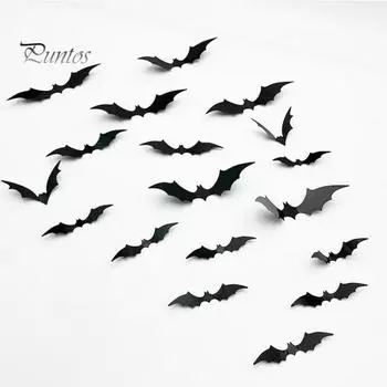 11/55/60/88/120 шт. жуткие 3D наклейки с летучей мышью, реалистичные ужасающие наклейки на Хэллоуин, самоклеящиеся наклейки A