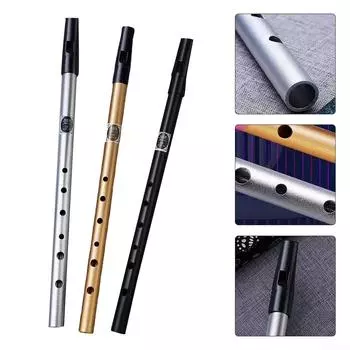 11,6-дюймовый оловянный свисток с 6 отверстиями, черный + серебристый, D/C свисток A