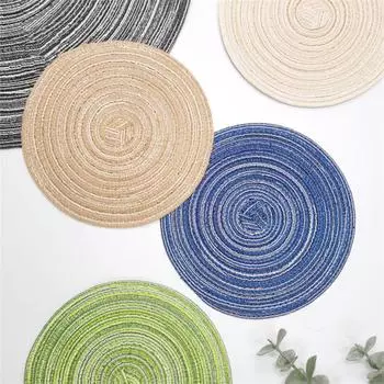 11,81 Simplicity Круглый хлопчатобумажный коврик для еды из рами, коврики для обеденного стола, теплоизоляция, водонепроницаемый, маслянистый, подкладка для диска
