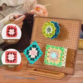 11,8-дюймовая доска для вязания крючком, деревянная доска для блокирования из бамбука с регулируемой подставкой, многоразовая доска для блокирования в форме бабушкиного квадрата 30x30cm