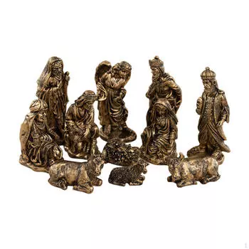 11 Christmas Nativity Figurines Set, Mini Scene, Home Decor, Statue for Bronze
