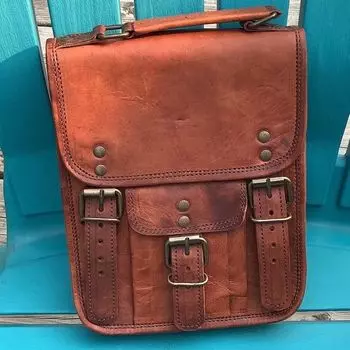11 CONVERTIBLE Tall Cross body and Backpack Кожаная сумка-сэтчел, ручная работа, ретро, стиль бохо 9 x 11 x 3 in коричневый